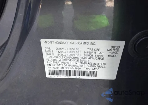 2020 Acura Mdx Standard from USA, damaged, VIN 5J8YD4H30LL041620